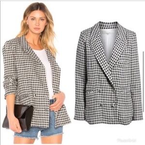 LOVERS + FRIENDS Fanning Checkered Linen Blazer Jacket Gingham XS